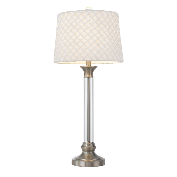 150W 3 Way  Crystal/Metal Table Lamp With Pleated Hardback Shade