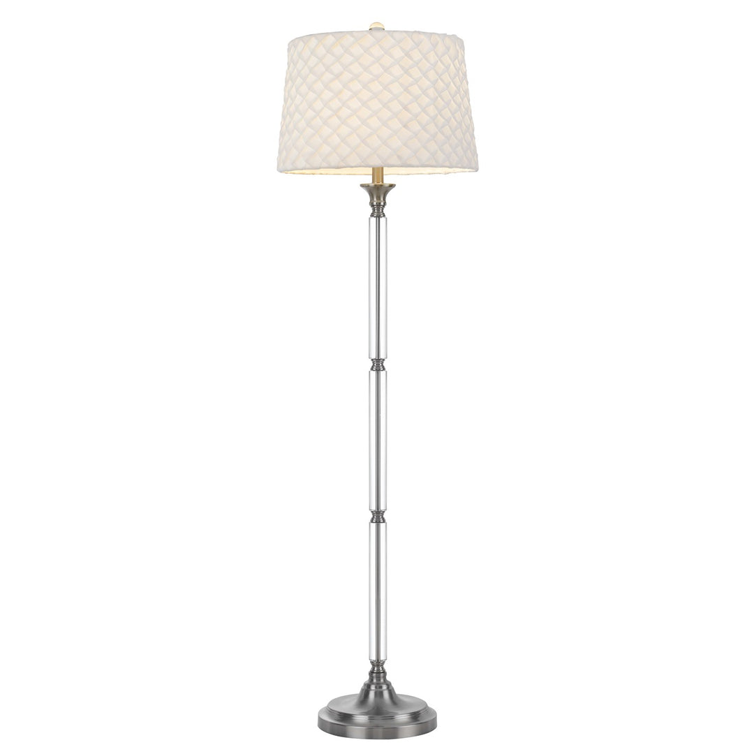 150W 3 Way  Crystal/Metal Floor Lamp With Pleated Hardback Shade