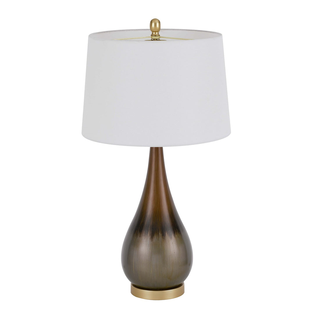 150W 3 Way  Metal Table Lamp With Hardback Taper Drum Fabric Shade
