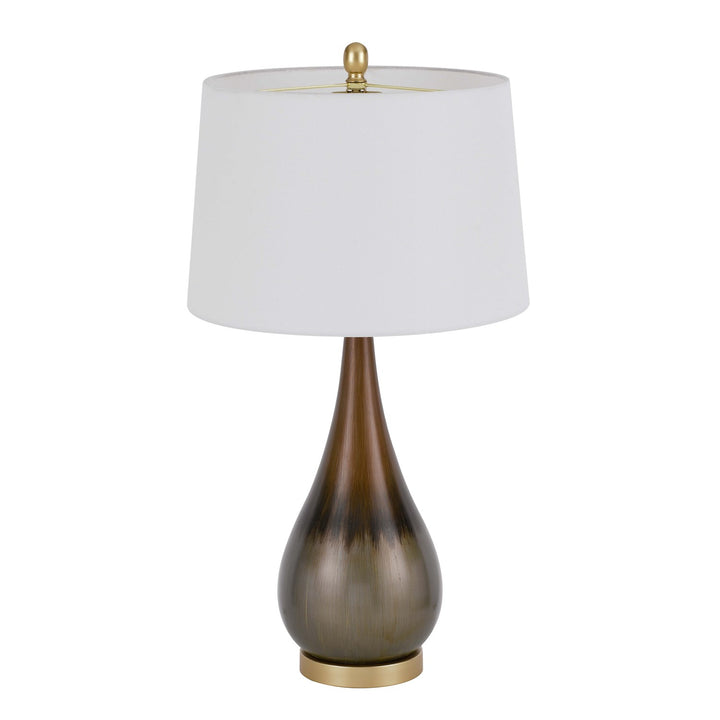 150W 3 Way  Metal Table Lamp With Hardback Taper Drum Fabric Shade