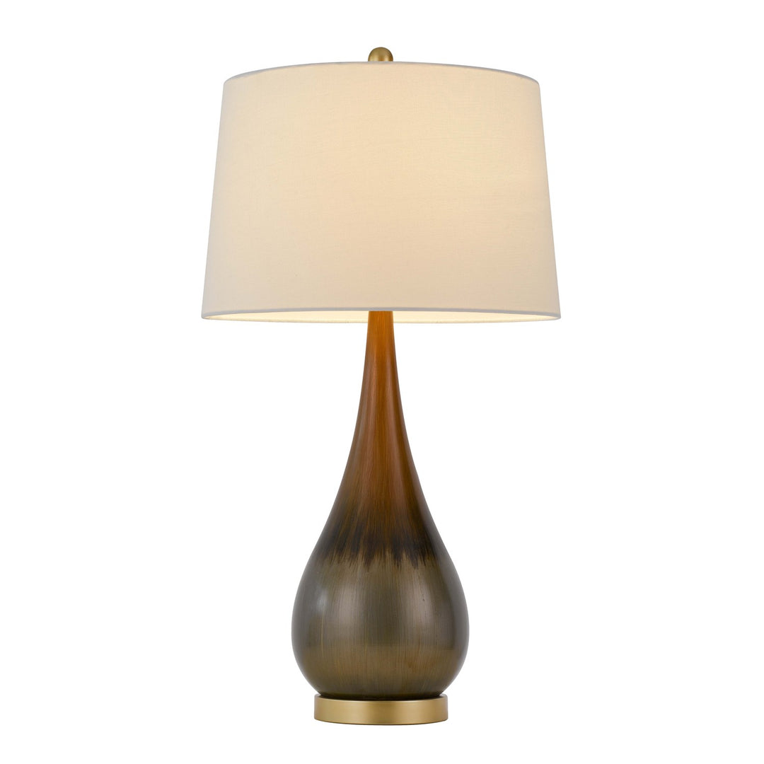 150W 3 Way  Metal Table Lamp With Hardback Taper Drum Fabric Shade