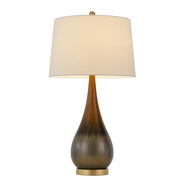 150W 3 Way  Metal Table Lamp With Hardback Taper Drum Fabric Shade