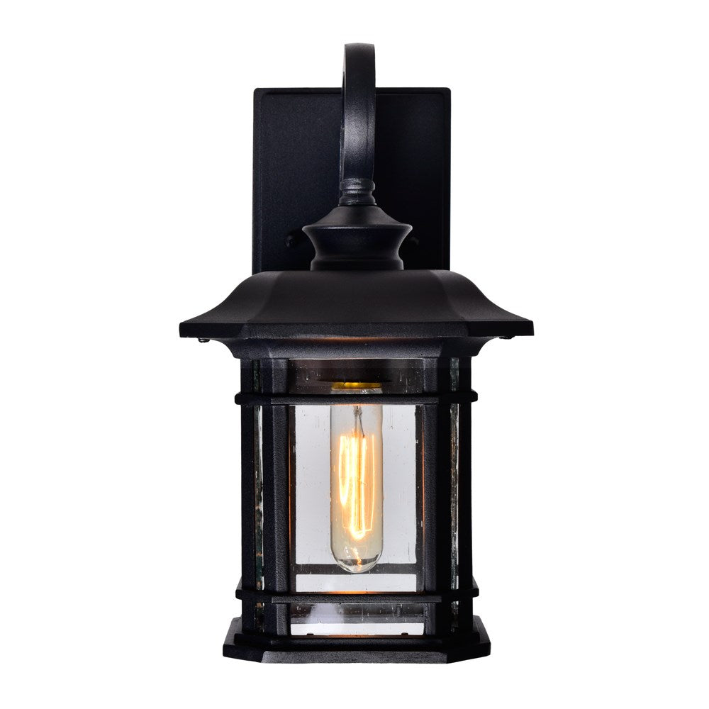 1 Light Outdoor Black Wall Lantern