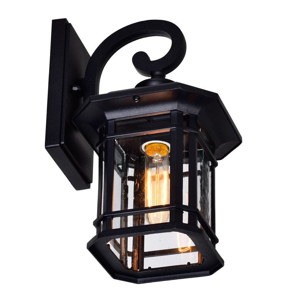 1 Light Outdoor Black Wall Lantern