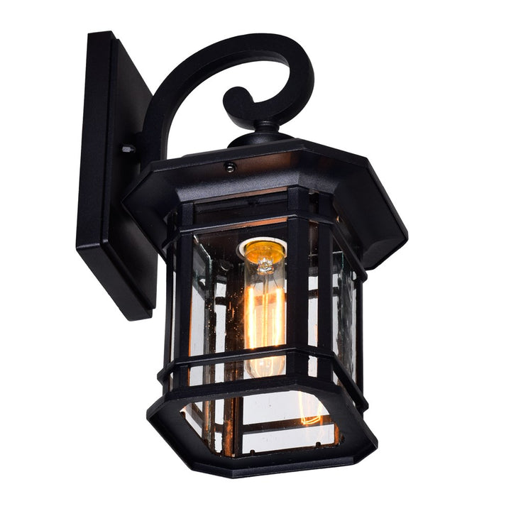 1 Light Outdoor Black Wall Lantern