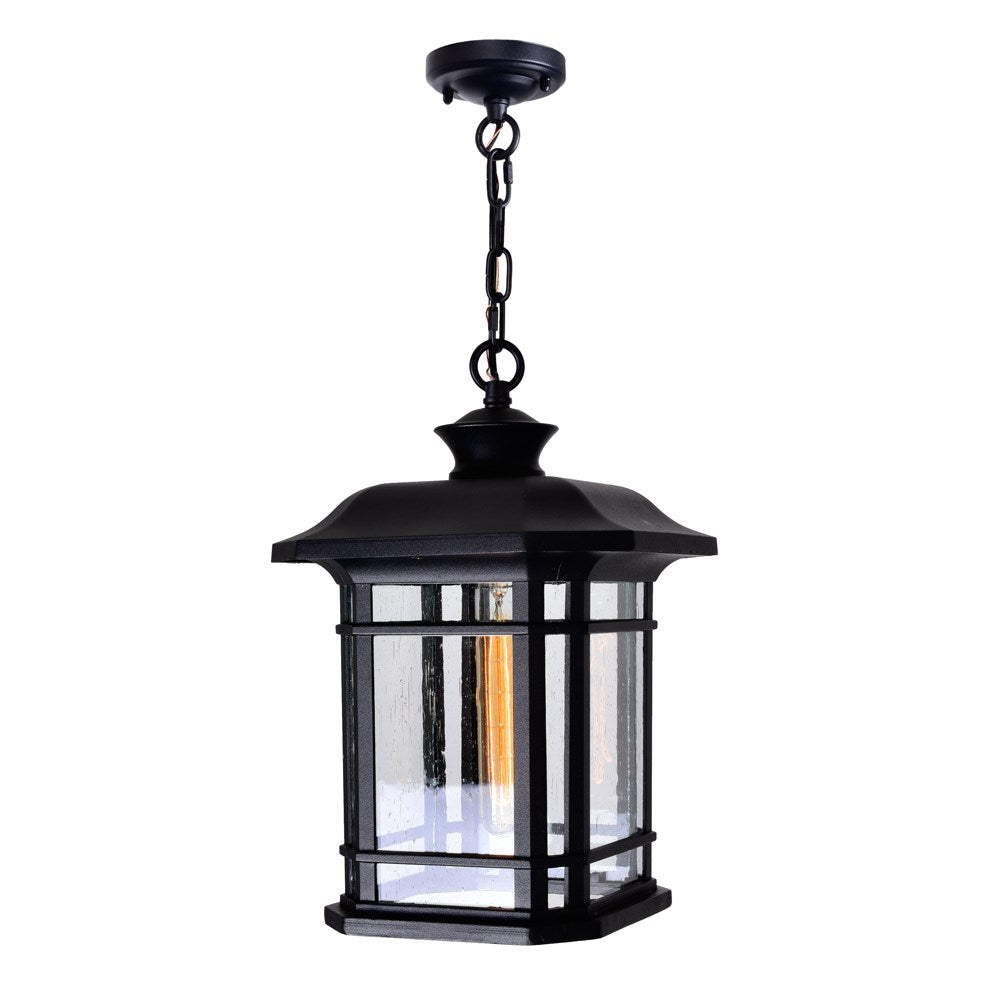 1 Light Outdoor Black Pendant