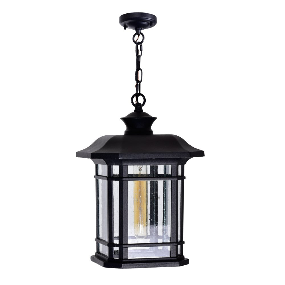 1 Light Outdoor Black Pendant