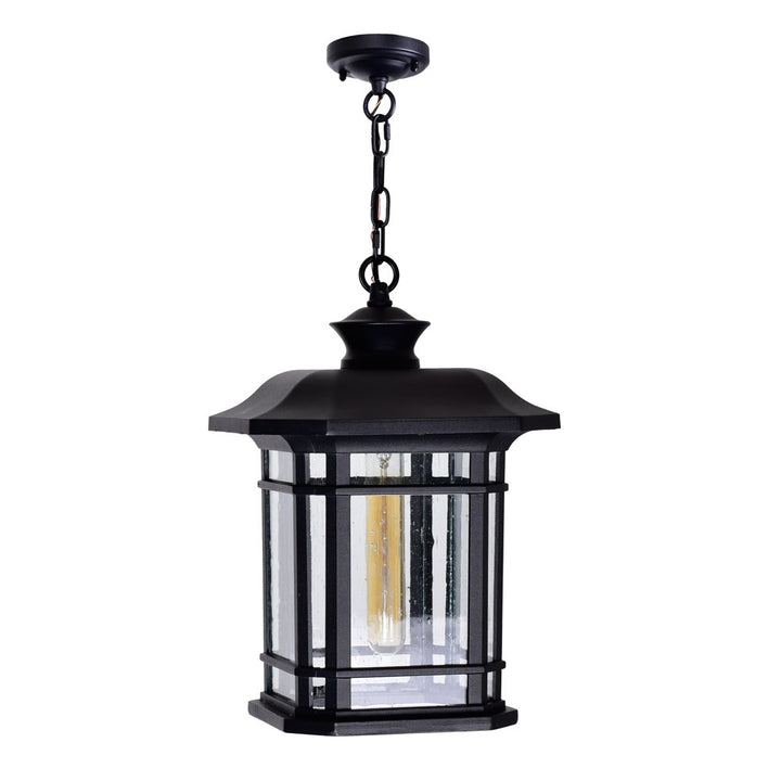 1 Light Outdoor Black Pendant