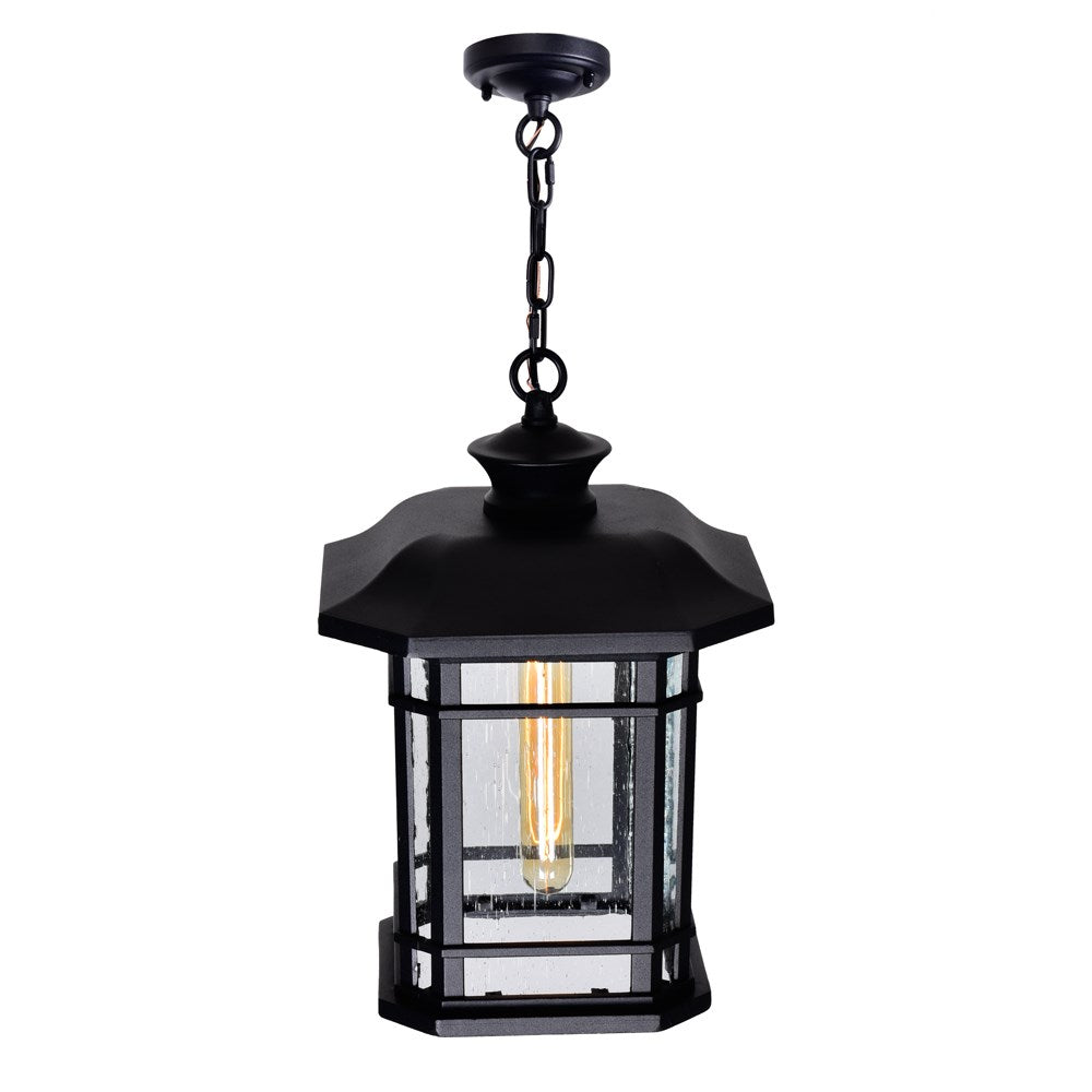 1 Light Outdoor Black Pendant