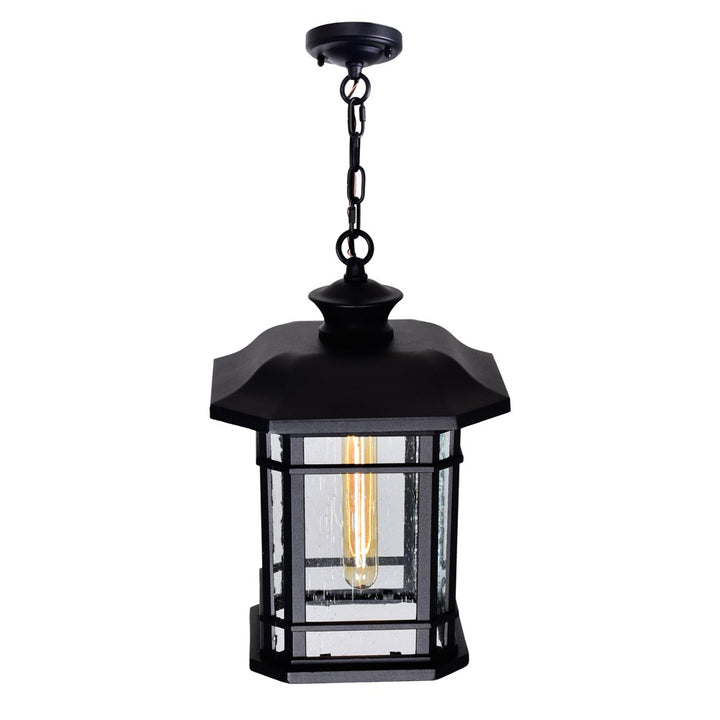 1 Light Outdoor Black Pendant