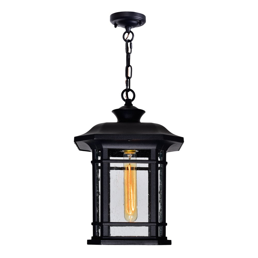 1 Light Outdoor Black Pendant