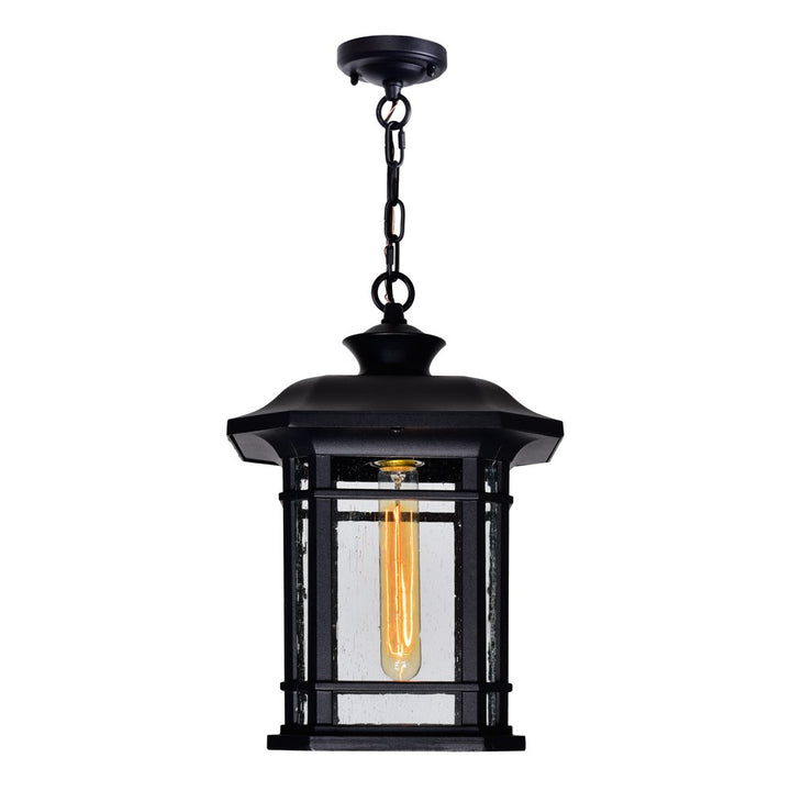 1 Light Outdoor Black Pendant