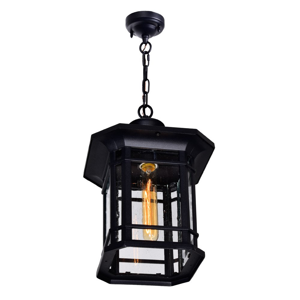 1 Light Outdoor Black Pendant