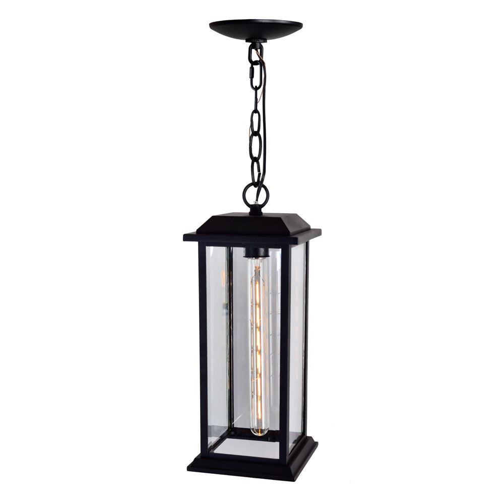 1 Light Outdoor Black Pendant