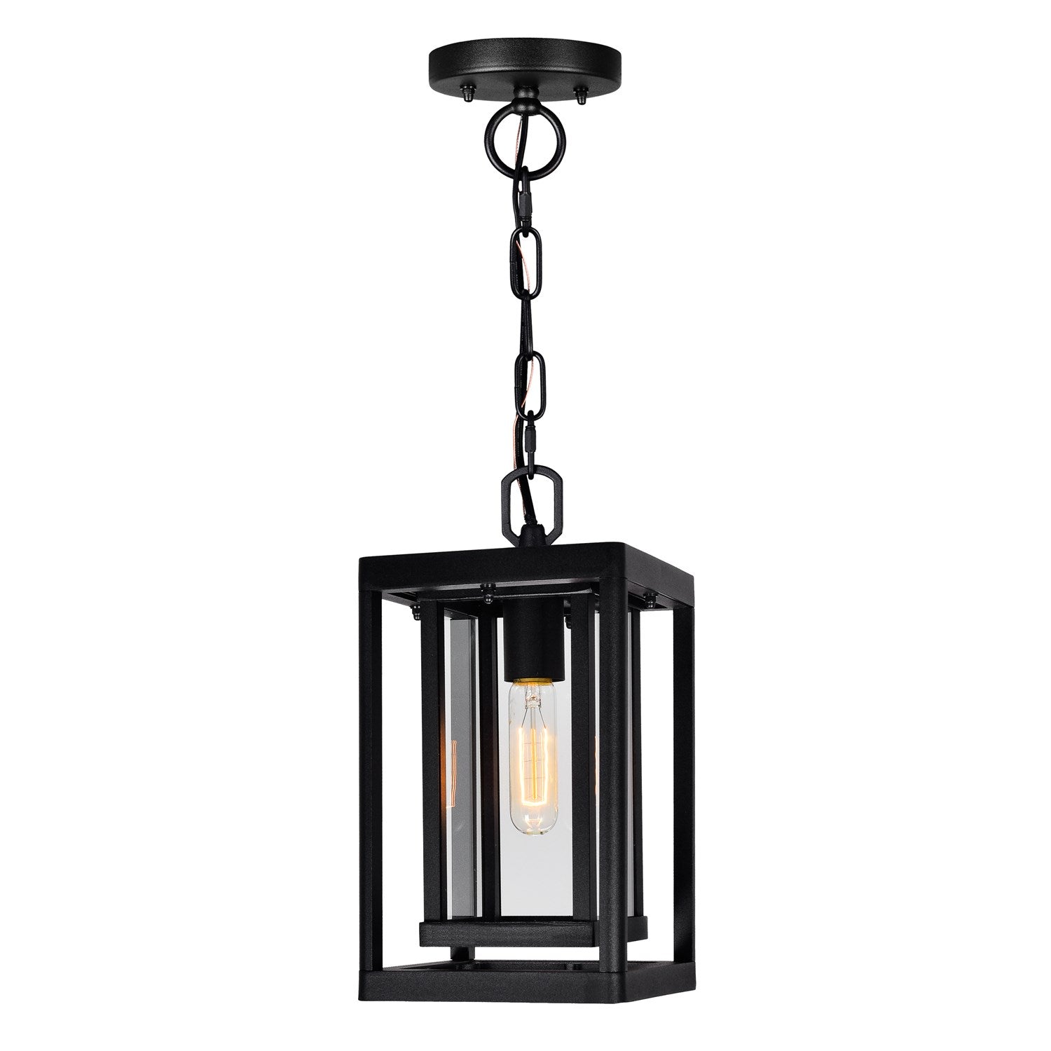 1 Light Black Outdoor Hanging Light by CWI Lighting
