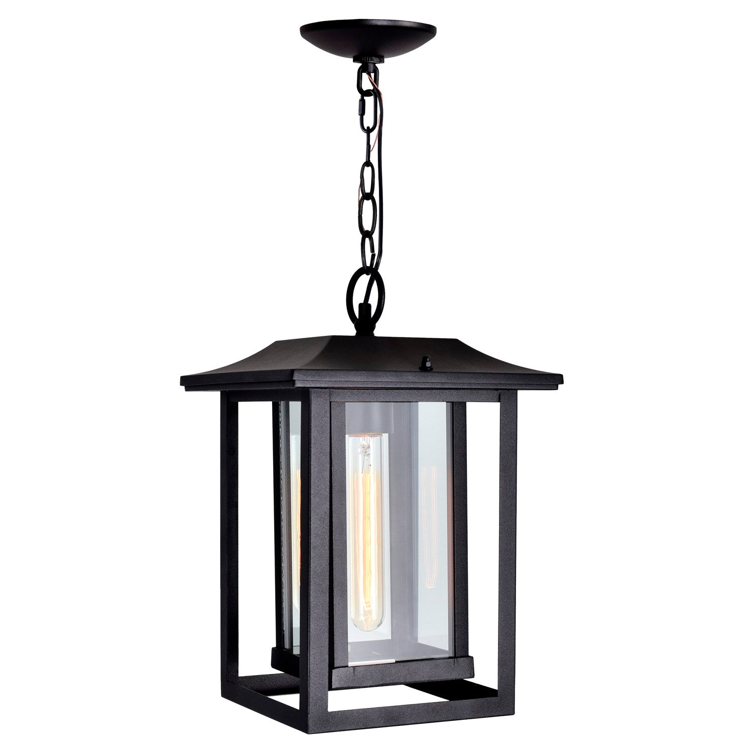 1 Light Black Outdoor Hanging Light by CWI Lighting