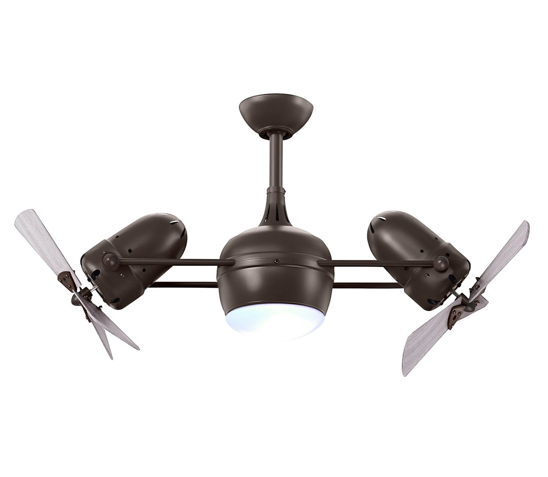 With Light Kit-Textured Bronze-Barnwood Tone Wood Blades