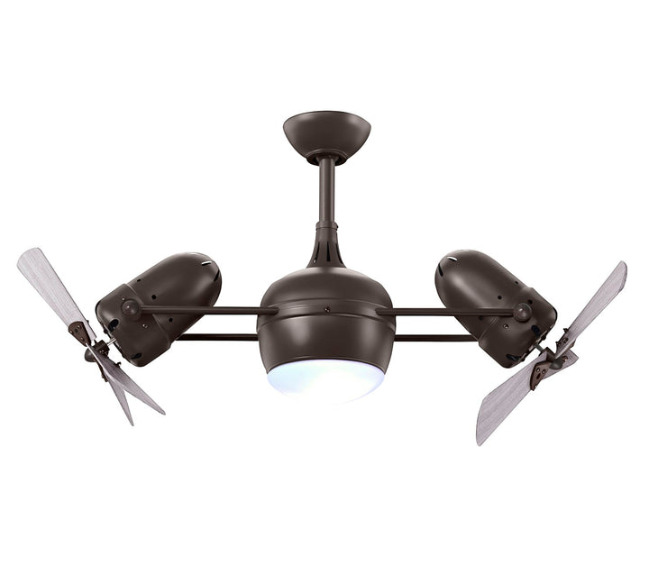 With Light Kit-Textured Bronze-Barnwood Tone Wood Blades