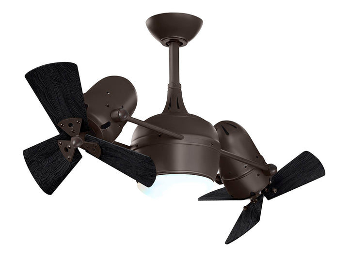 With Light Kit-Textured Bronze-Matte Black Wood Blades by Matthews Fan Company