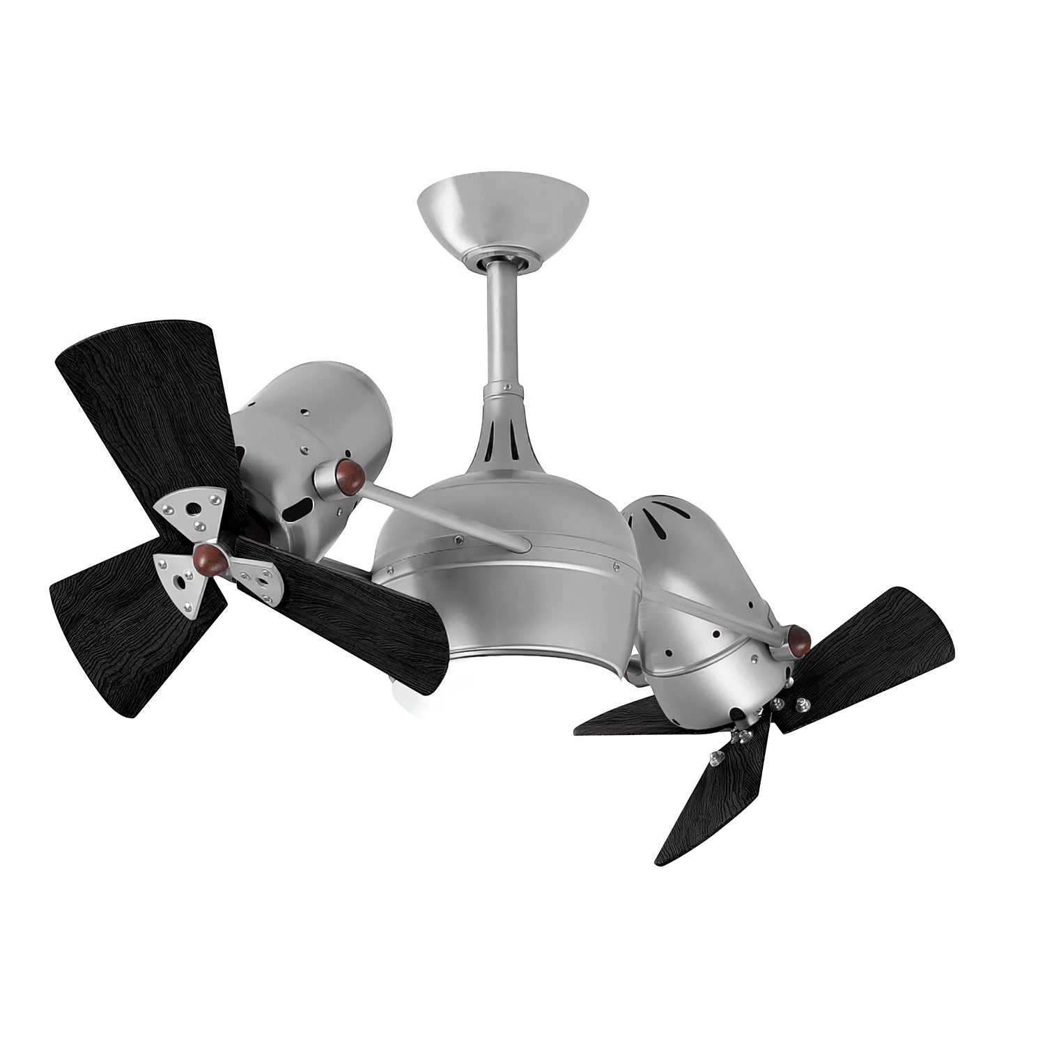 With Light Kit-Brushed Nickel-Matte Black Wood Blades by Matthews Fan Company