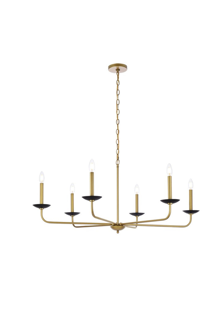 42 Inch Pendant In Black And Brass by Living District