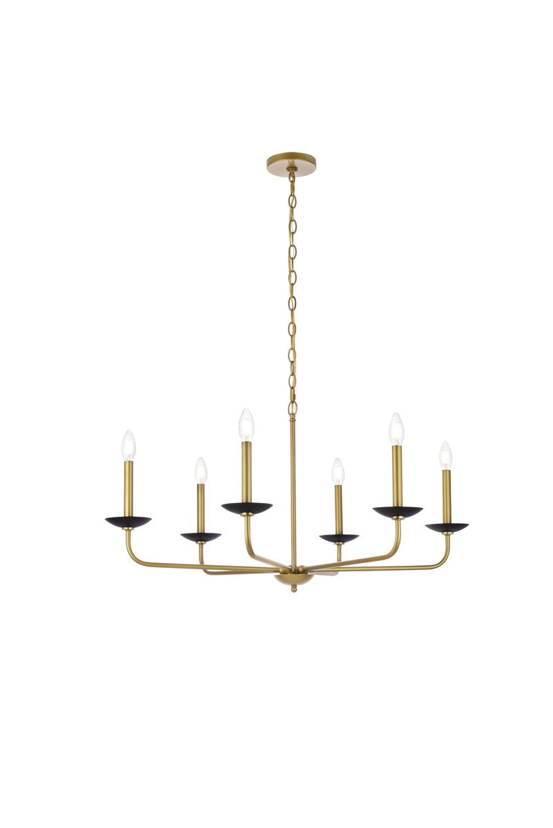 36 Inch Pendant In Black And Brass by Living District