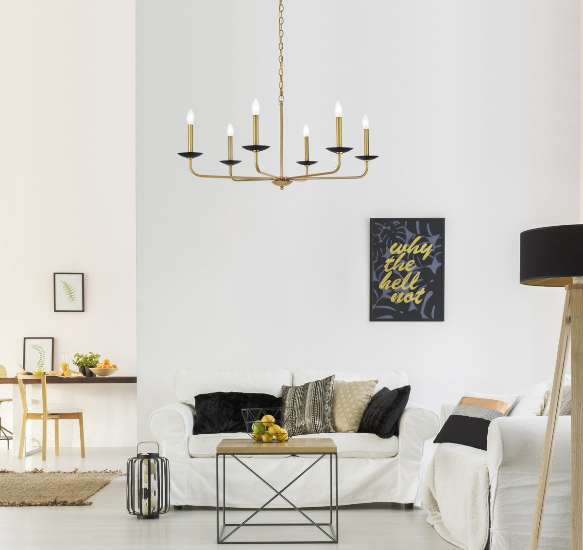 36 Inch Pendant In Black And Brass