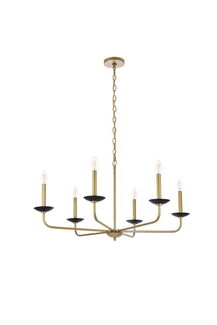 36 Inch Pendant In Black And Brass