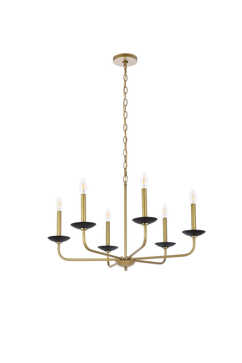 30 Inch Pendant In Black And Brass