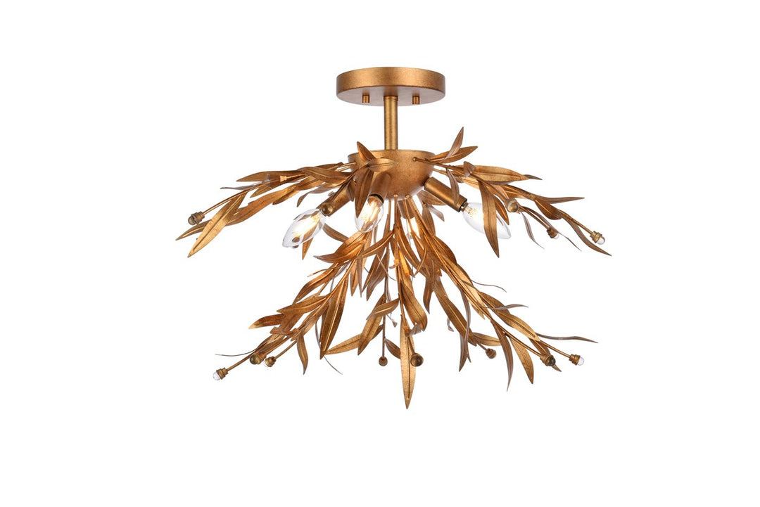 23 Inch Flush Mount In Gold Leaf by Living District