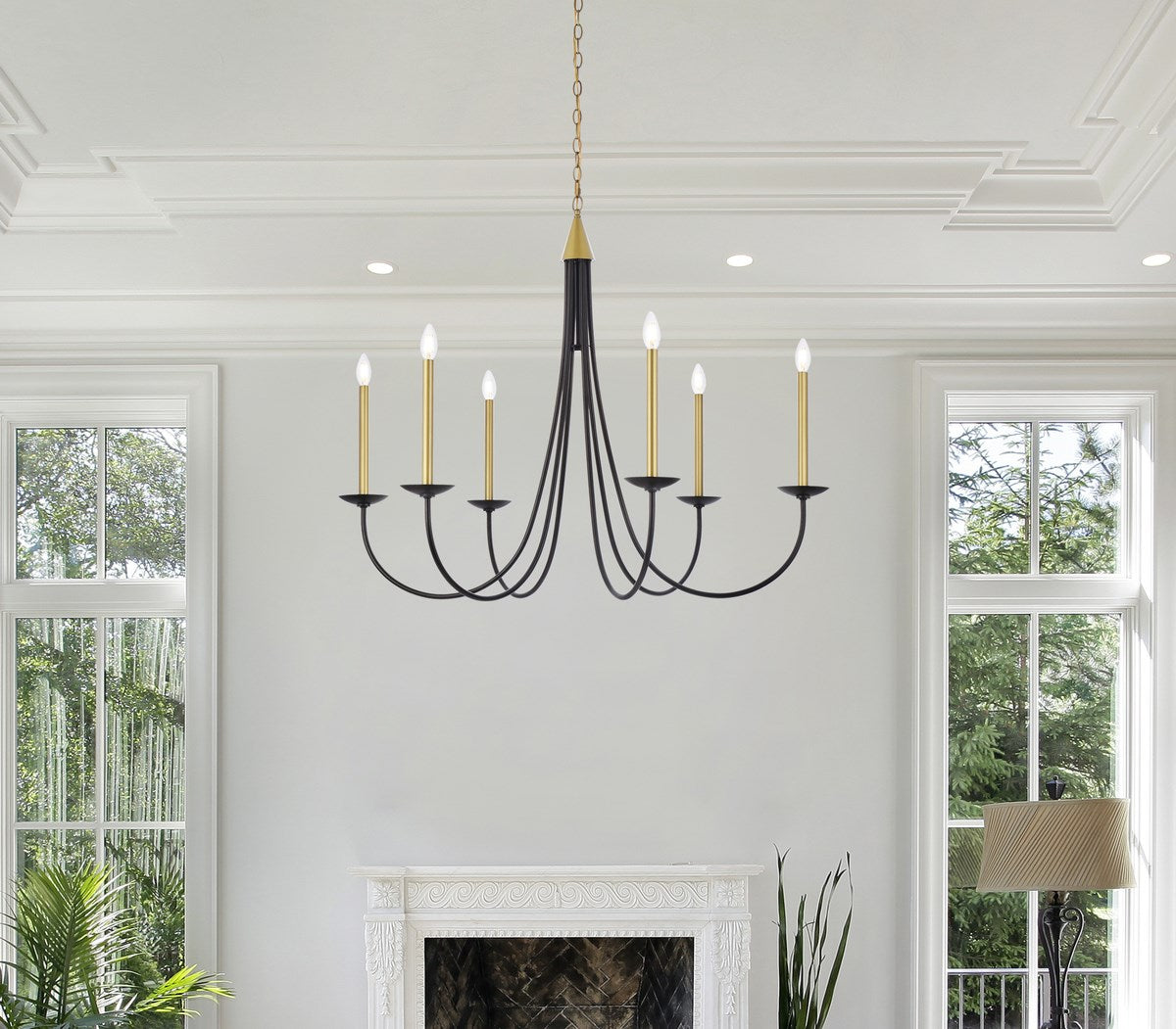 42 Inch Pendant In Black And Brass