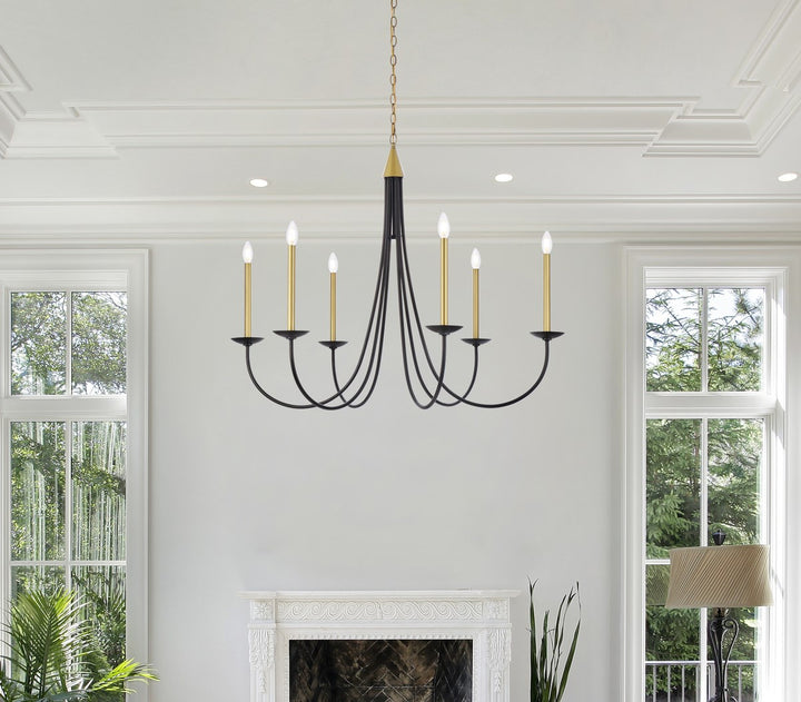 42 Inch Pendant In Black And Brass