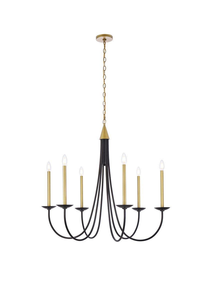 36 Inch Pendant In Black And Brass by Living District