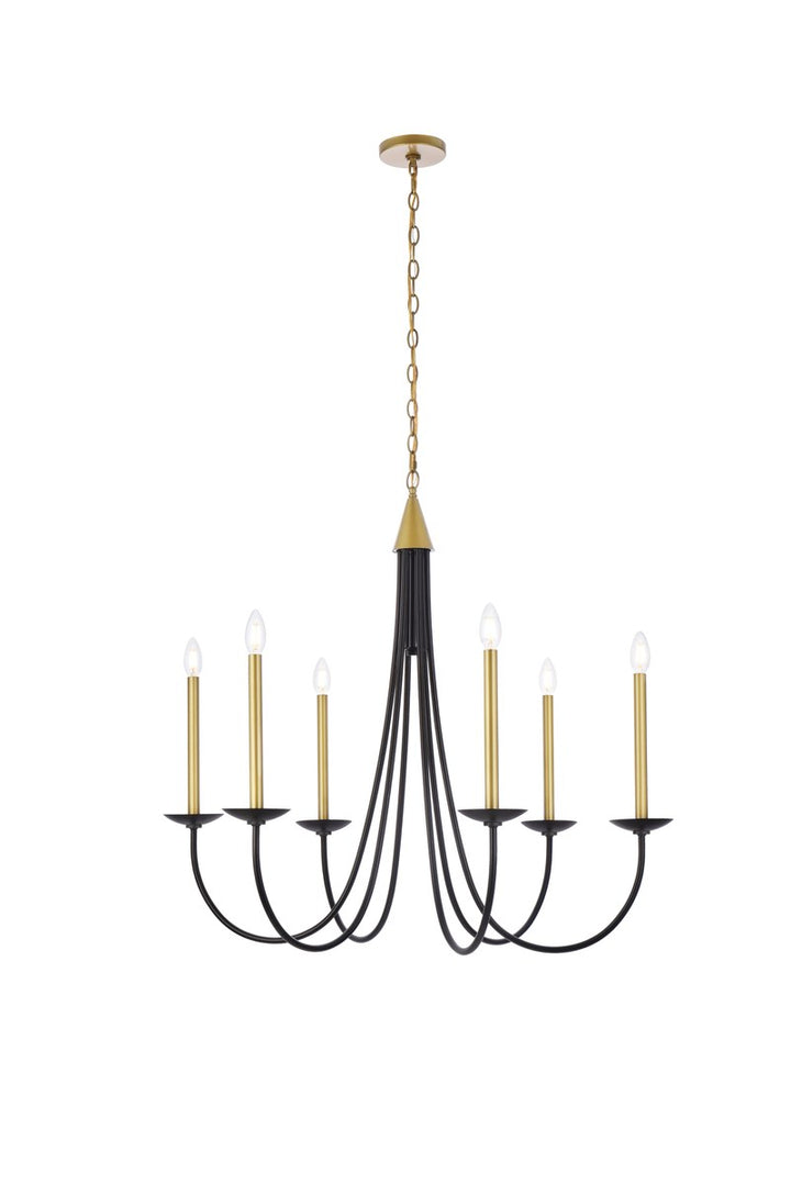 36 Inch Pendant In Black And Brass by Living District