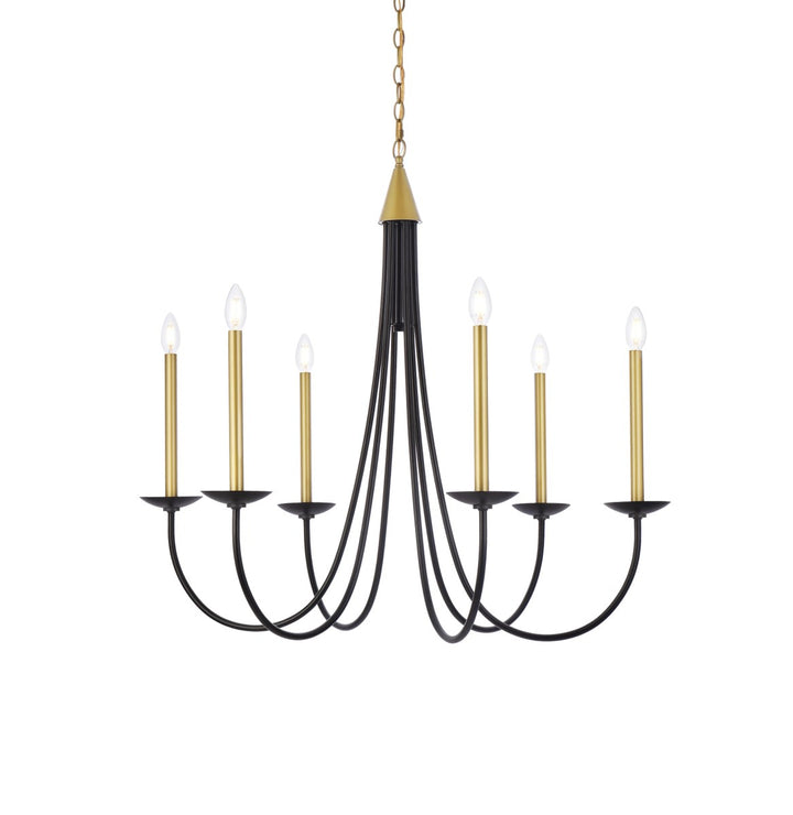 36 Inch Pendant In Black And Brass