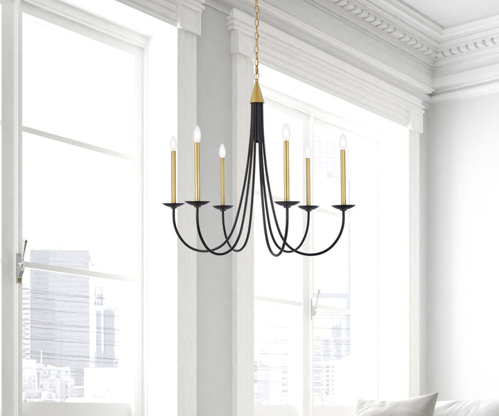 36 Inch Pendant In Black And Brass