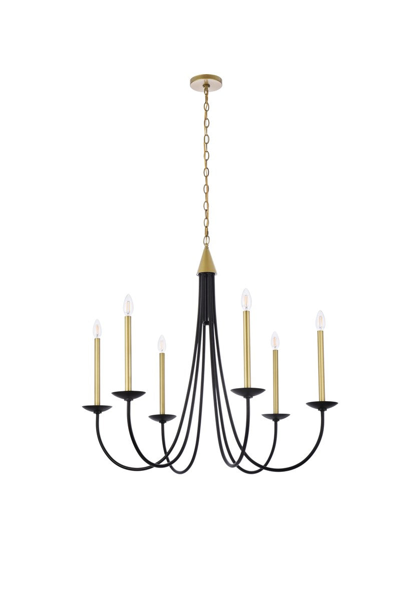 36 Inch Pendant In Black And Brass