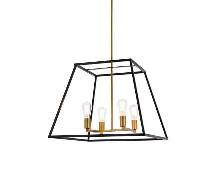 24 Inch Pendant In Black And Brass