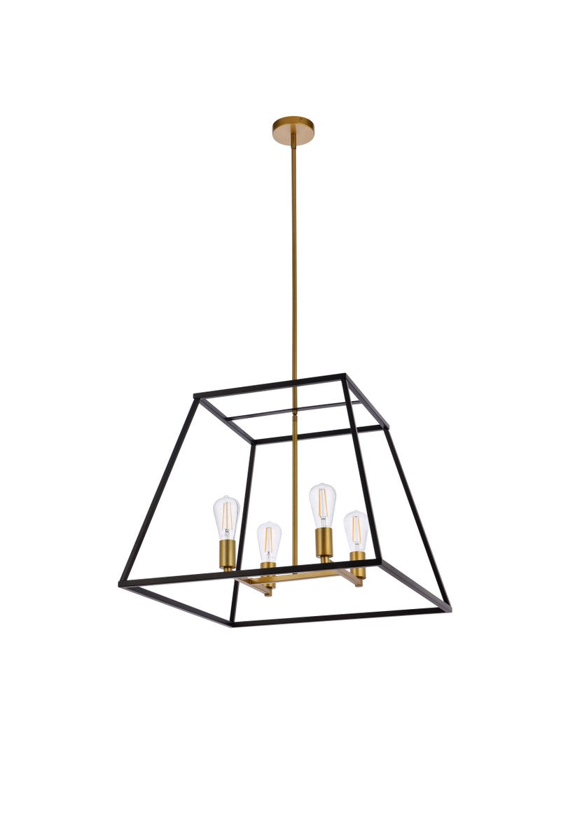 24 Inch Pendant In Black And Brass