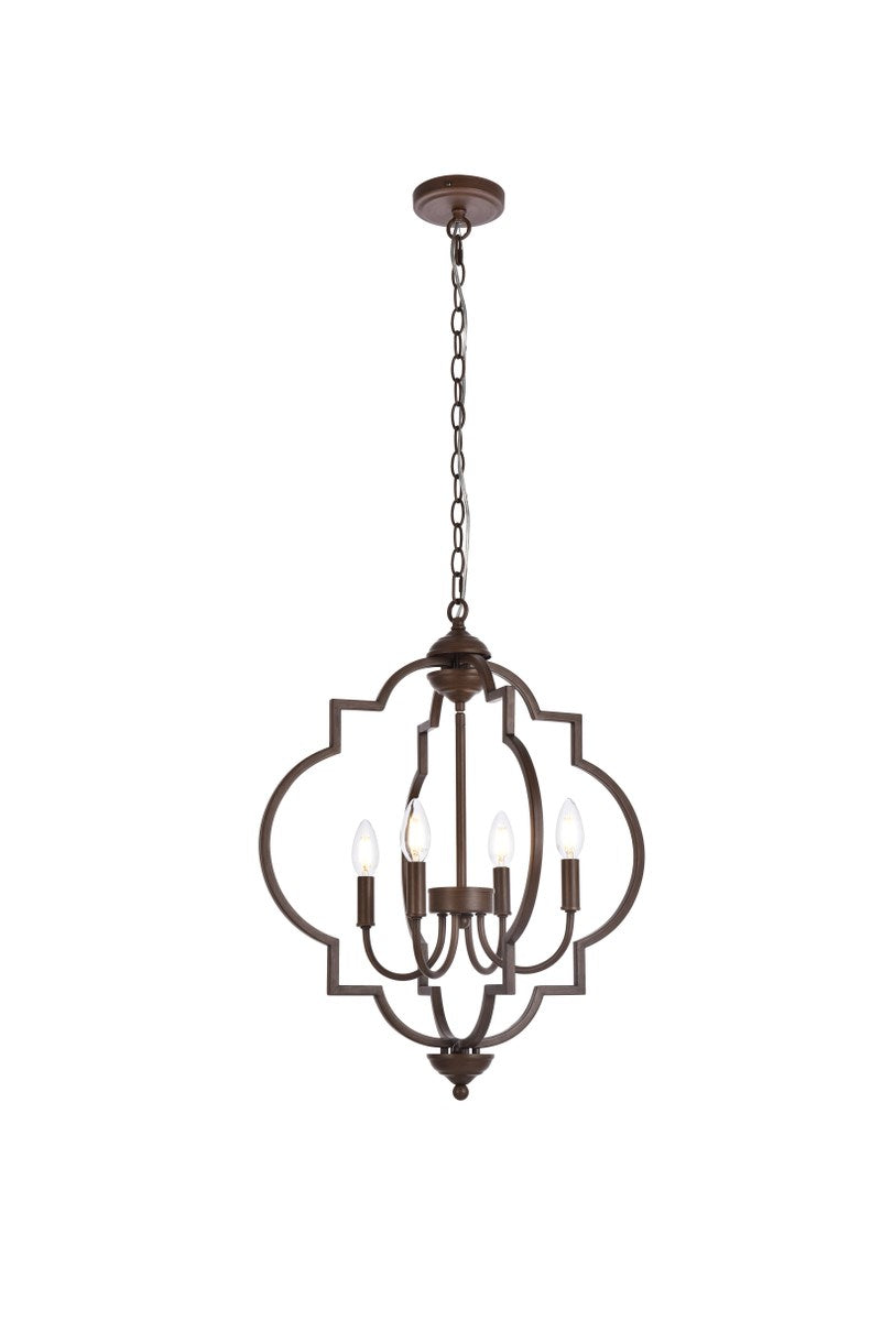 4 Lights Pendant In Weathered Oak by Living District