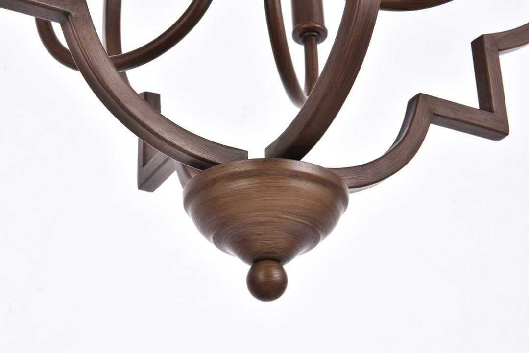 4 Lights Pendant In Weathered Oak