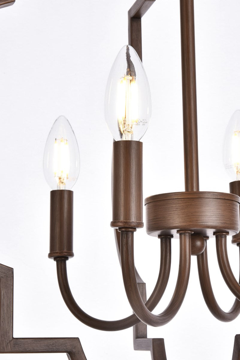 4 Lights Pendant In Weathered Oak