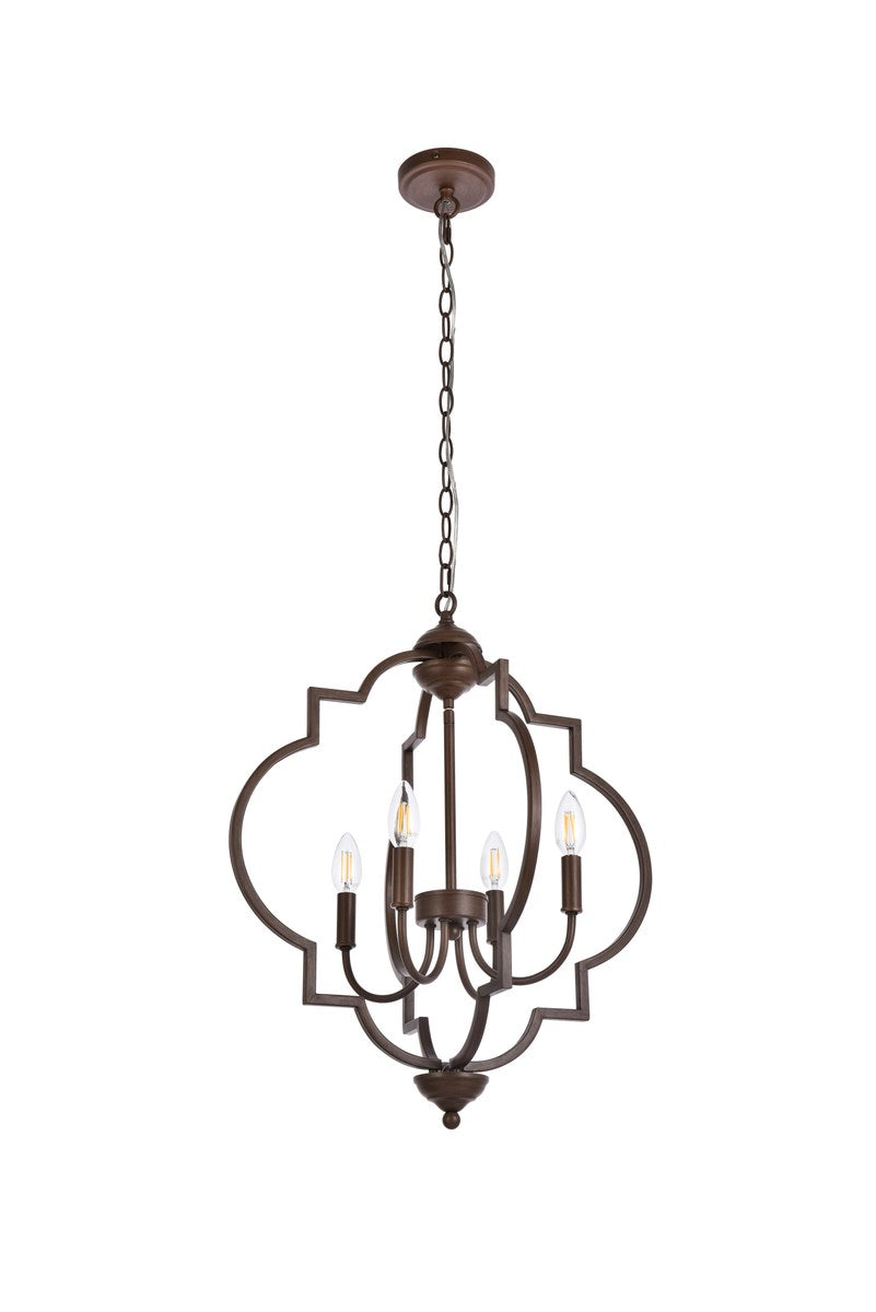 4 Lights Pendant In Weathered Oak