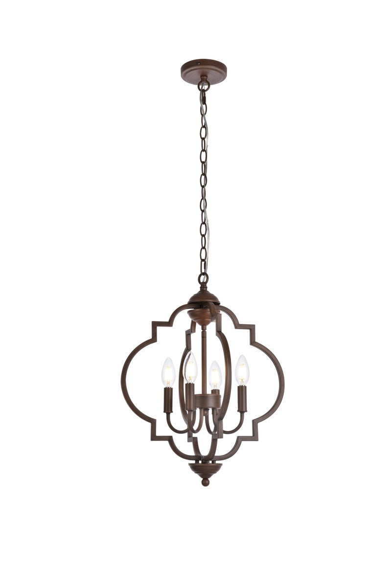4 Lights Pendant In Weathered Oak by Living District
