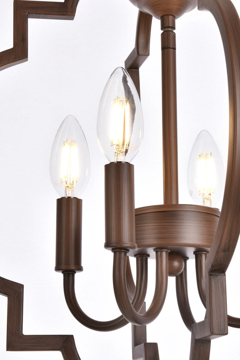 4 Lights Pendant In Weathered Oak