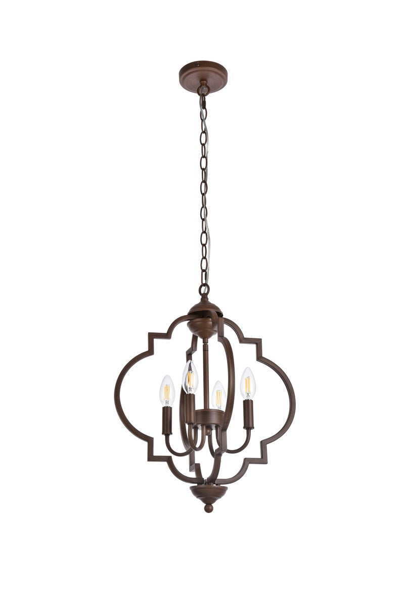 4 Lights Pendant In Weathered Oak