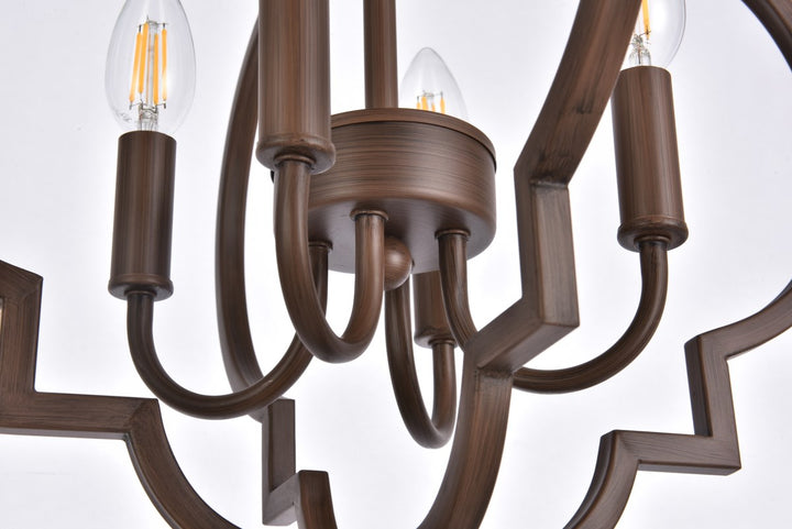 4 Lights Pendant In Weathered Oak