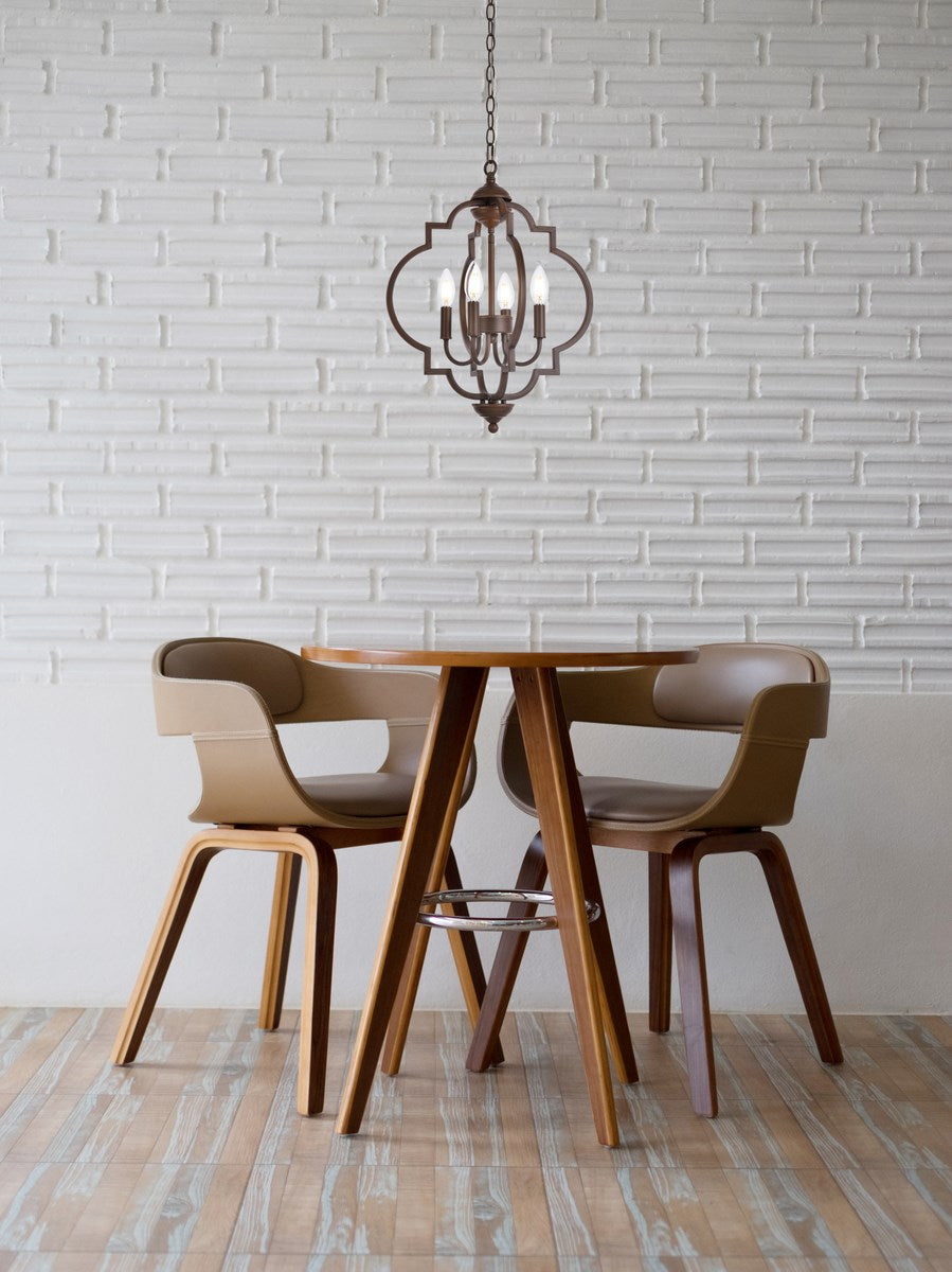 4 Lights Pendant In Weathered Oak