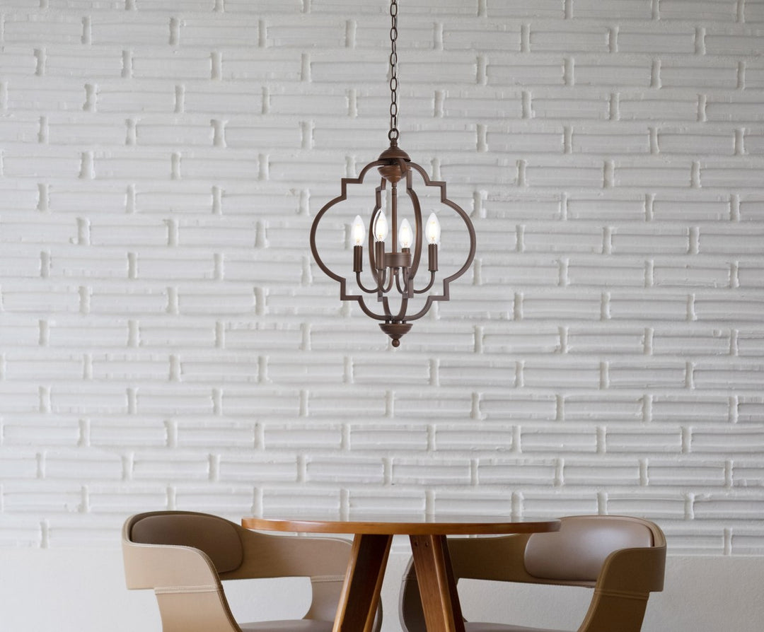 4 Lights Pendant In Weathered Oak
