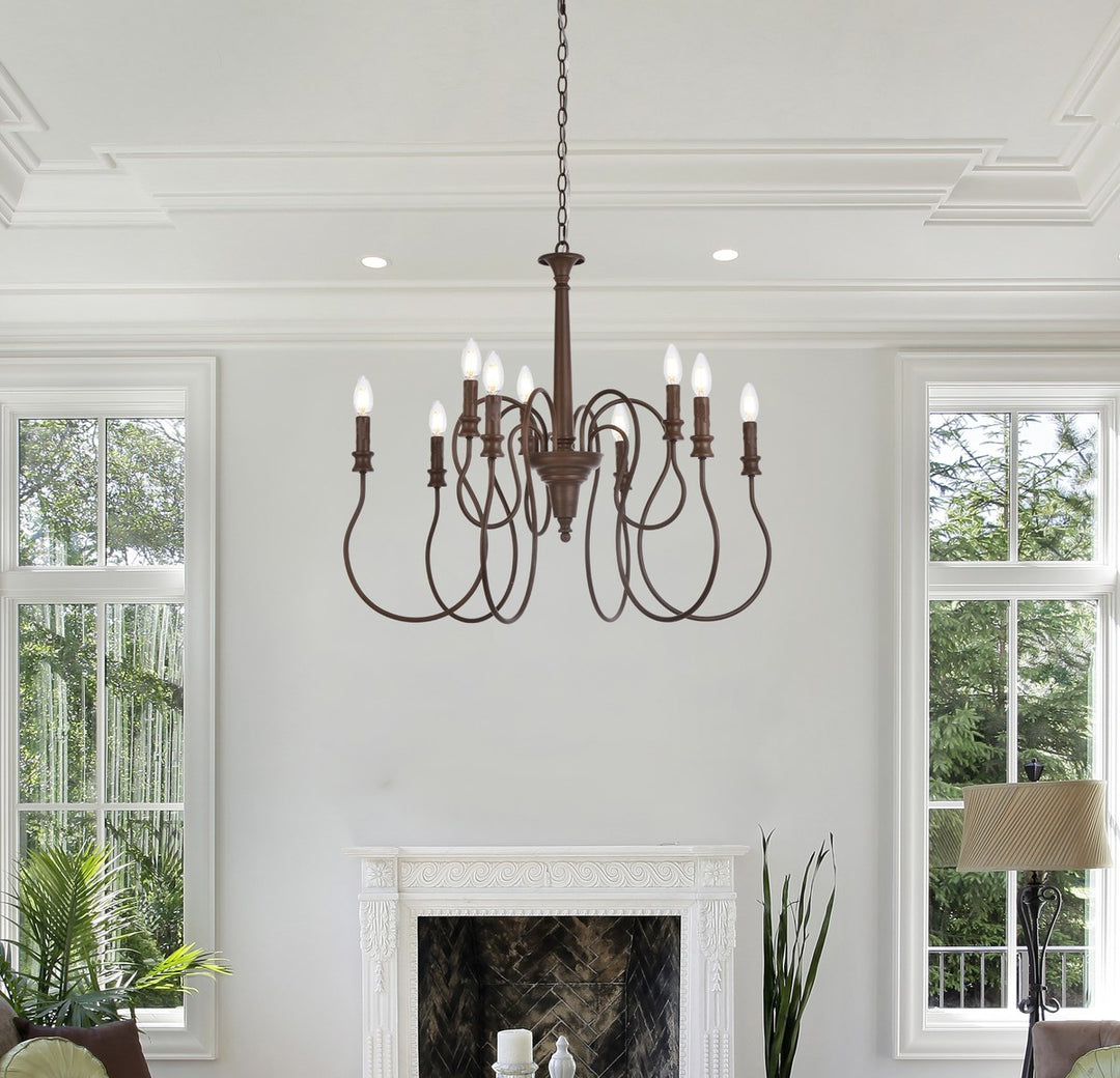 9 Lights Pendant In Weathered Oak
